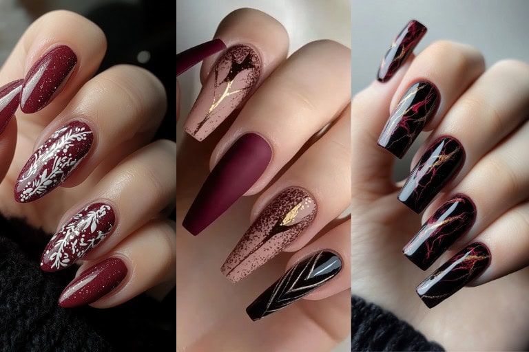 24 Stunning Burgundy Wedding Nails: Elegant Ideas for a Timeless Bridal Look