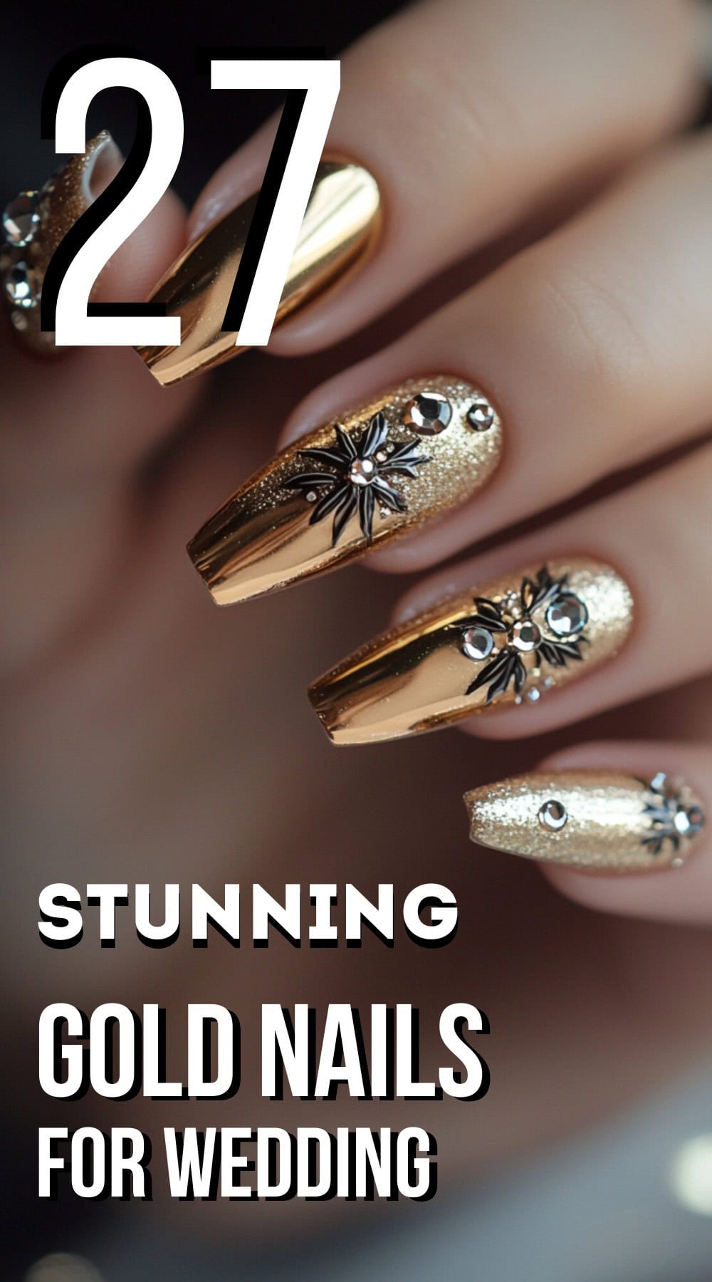 gold nails for wedding pinterest poster