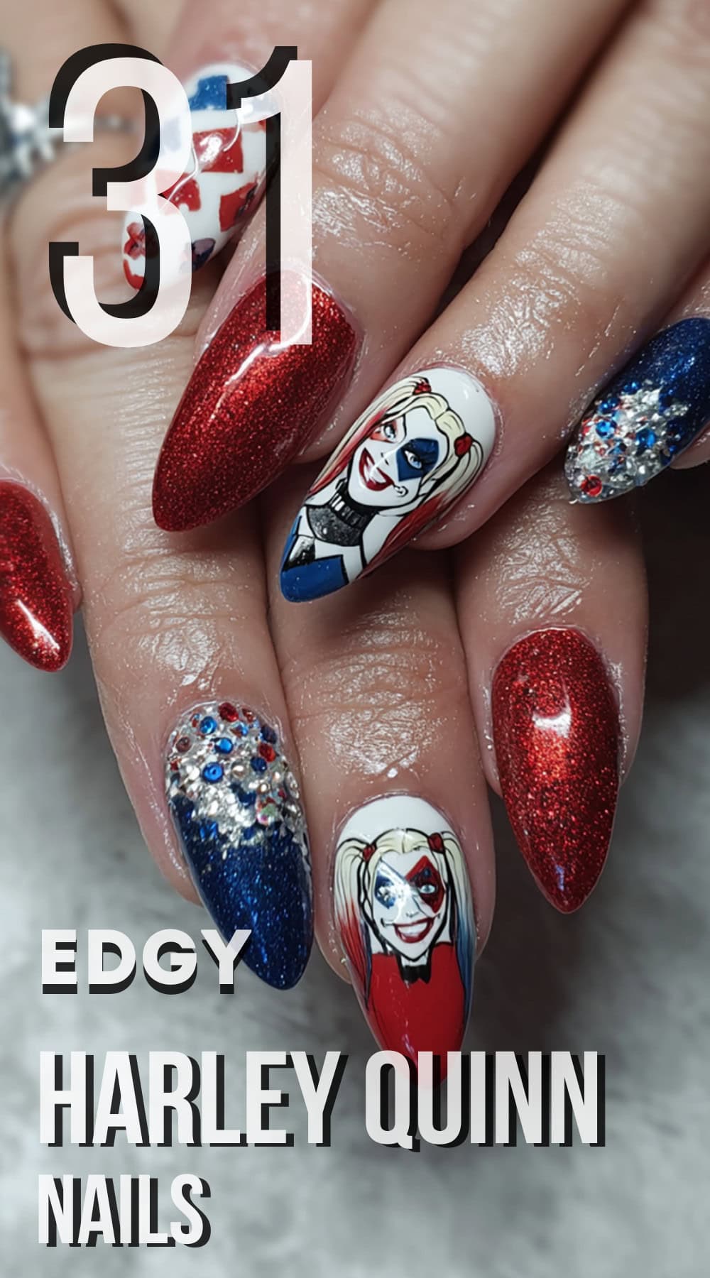 harley quinn nails pinterest poster