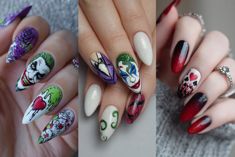 30 Fearless Joker Nails: Ideas That Scream Halloween Mischief
