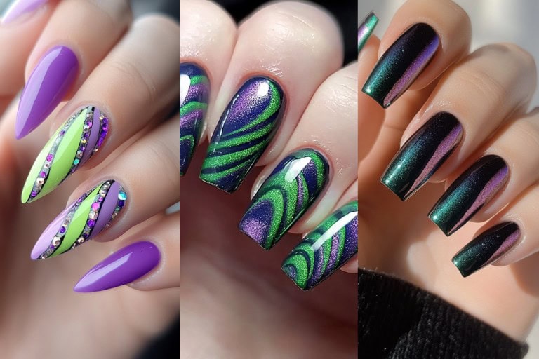 27 Gorgeous Purple and Green Nails Ideas: Eye-Catching Looks for Every Mood