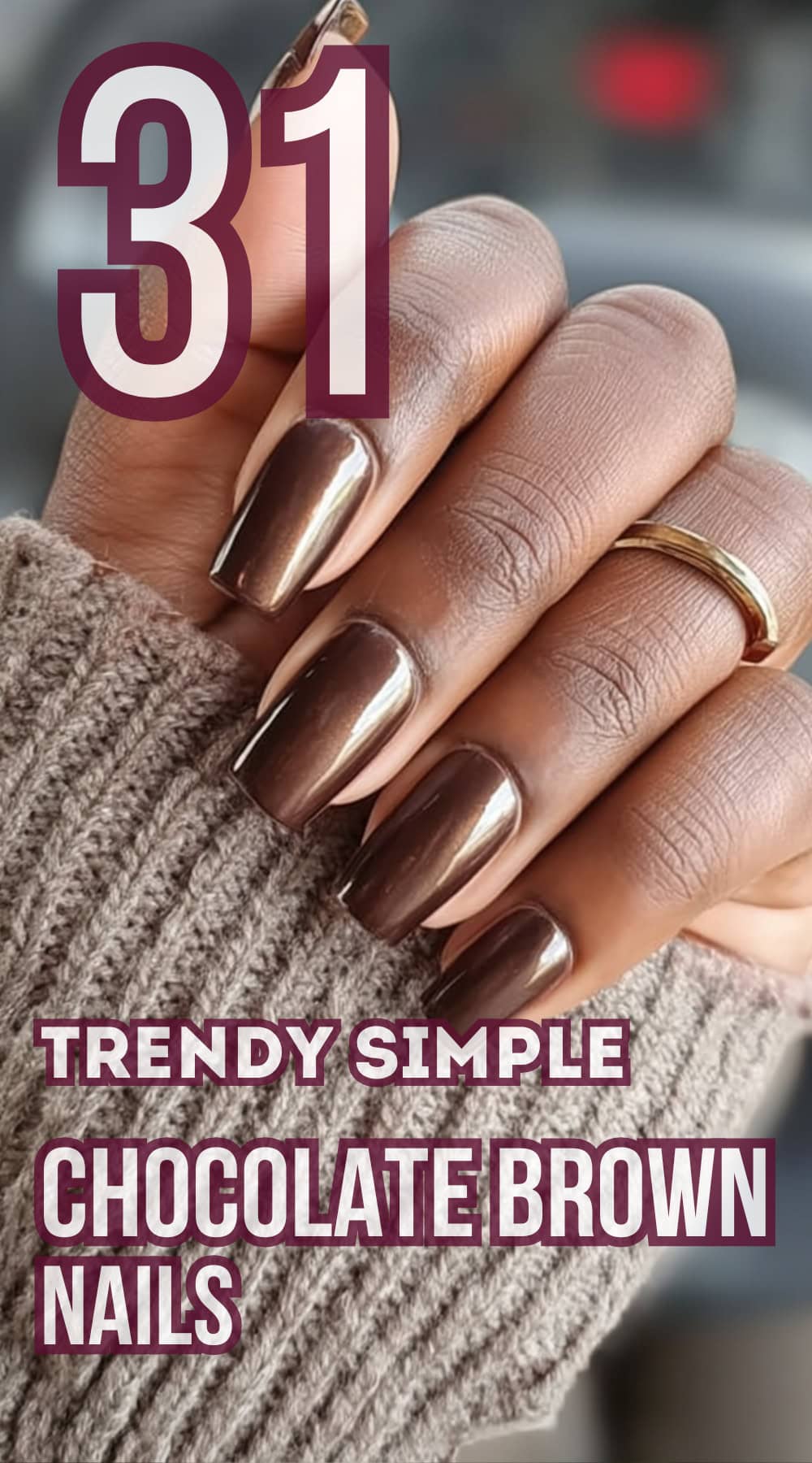 simple chocolate brown nails pinterest poster